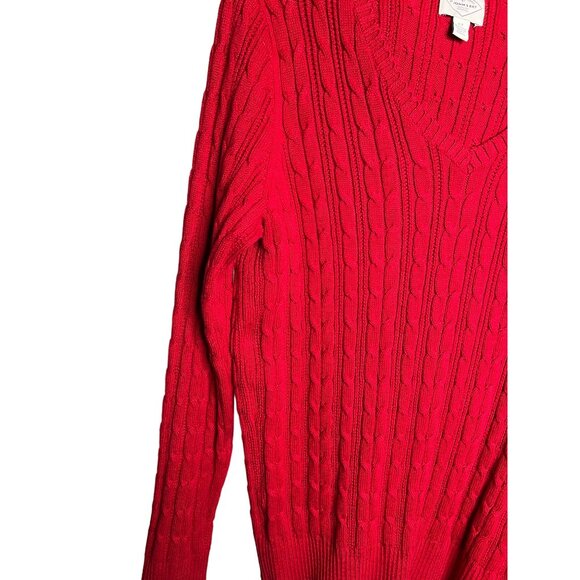 St John's Bay Size Large Red Cable Knit V-Neck Sweater Long Sleeve - Picture 6 of 14